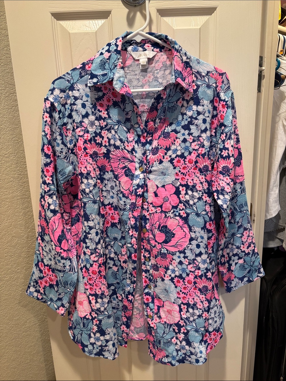 Lilly Pulitzer Kwitney Long Sleeve Cover-Up Starlight Navy in all Her Glory XS